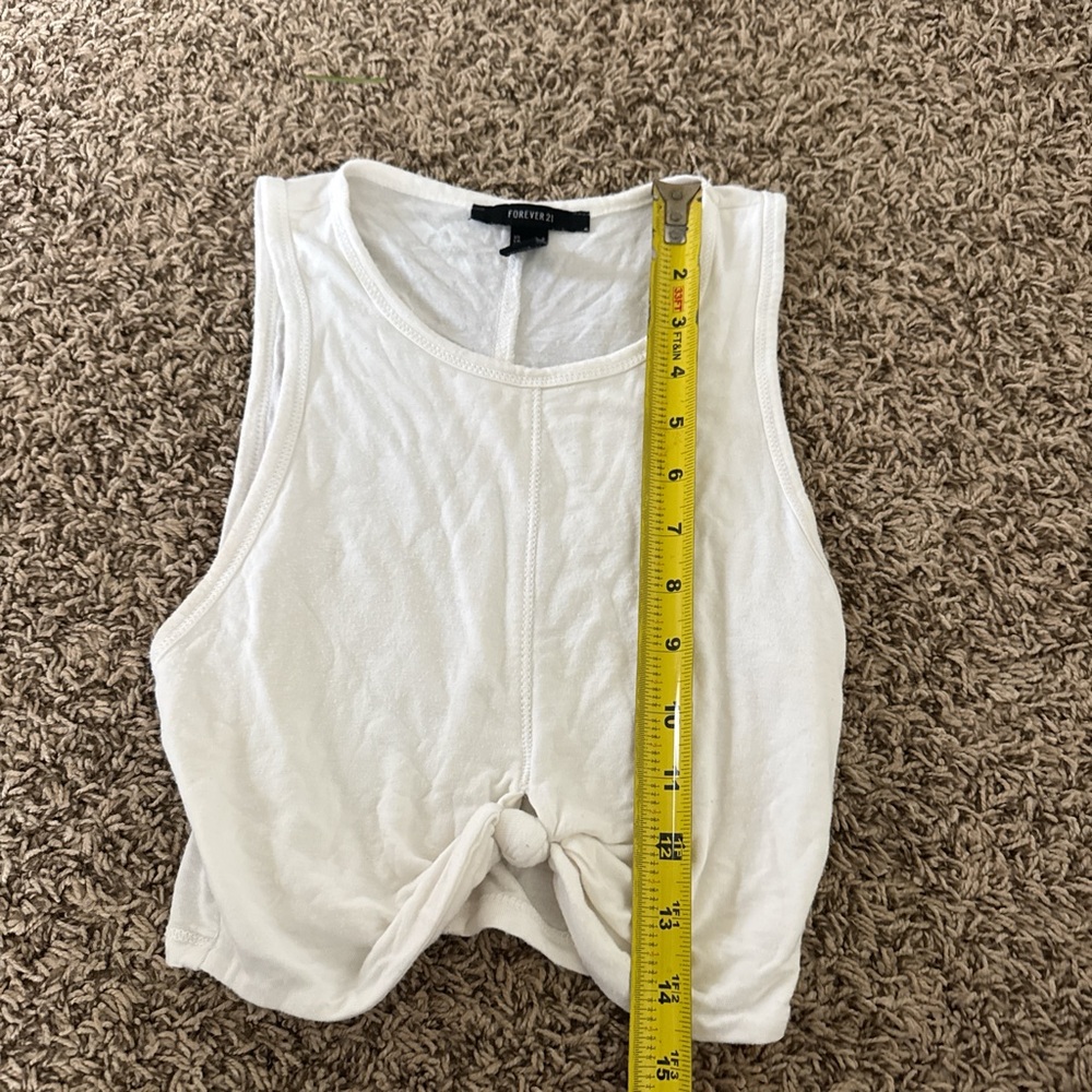 Forever 21 White Knotted Tank Top